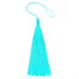 Pompon imitation soie turquoise 80mm x 1pc