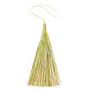 Pompon imitation soie bicolore (crème & vert) 80mm x 1pc