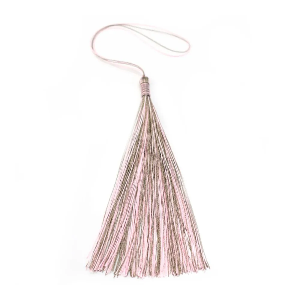 Pompon imitation soie bicolore (kaki & rose) 80mm x 1pc