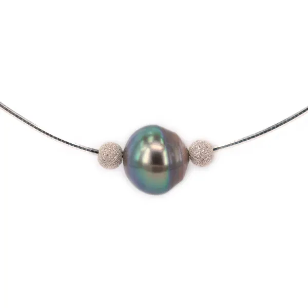 Collier Perles Tahiti Chaîne Argent 925 40cm x 1pc