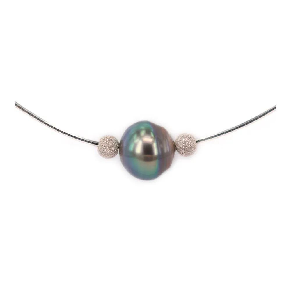 Collier Perles Tahiti Chaîne Argent 925 40cm x 1pc