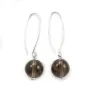Boucles d'oreilles en argent 925 & quartz fumé de forme ronde, 12mm x 2pcs