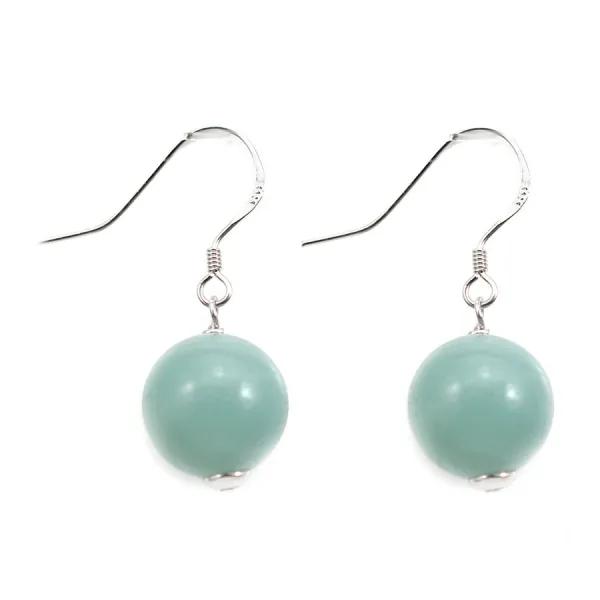 Boucle d'oreille argent 925 amazonite 12mm x 2pcs 