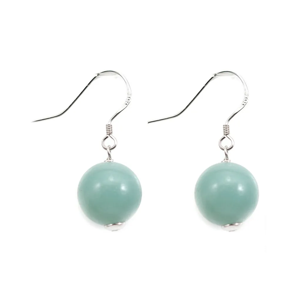 Boucles d'oreilles argent 925 amazonite 12mm x 2pcs 