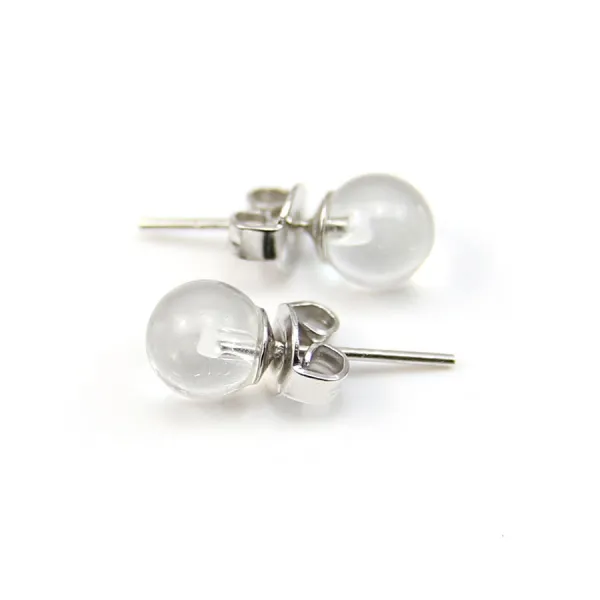 Earring Silver 925 Rock Crystal 6mm x 2pcs