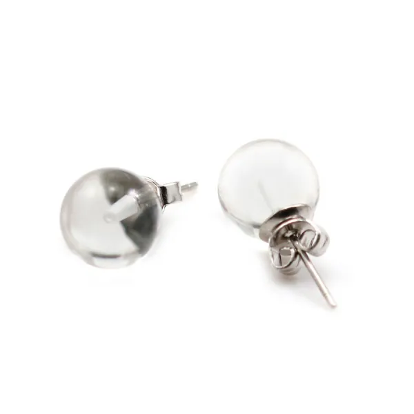 Boucle d'oreille cristal de roche 10mm x 2pcs