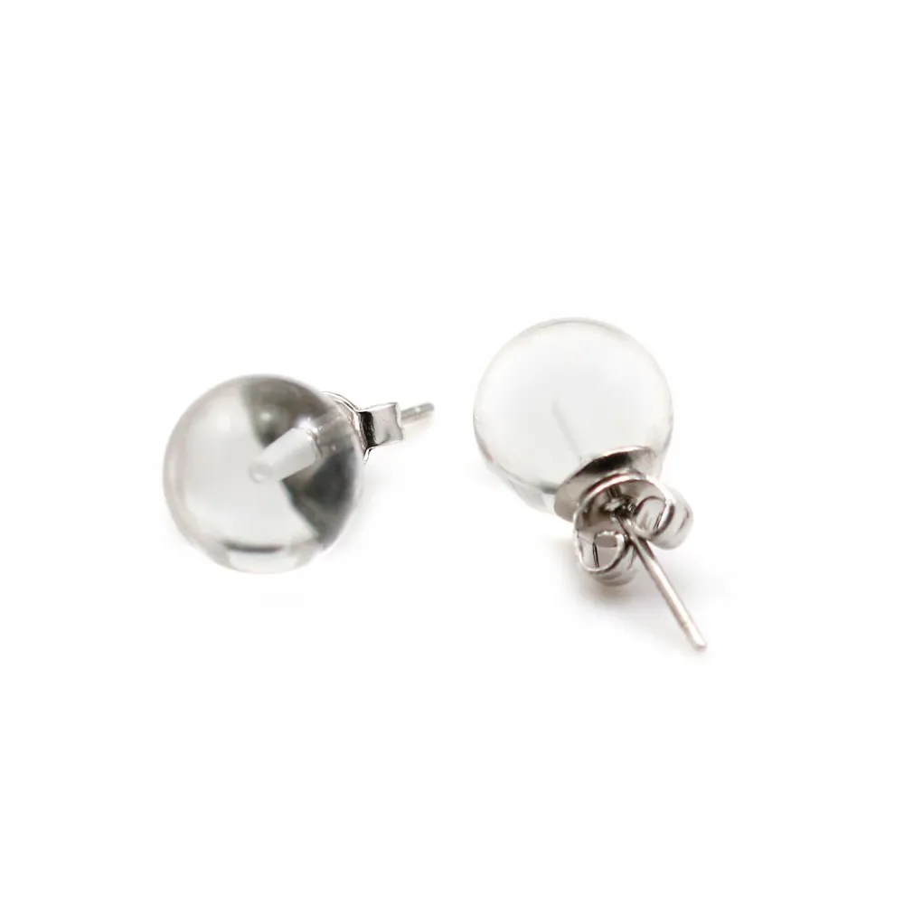 Boucle d'oreille cristal de roche 10mm x 2pcs