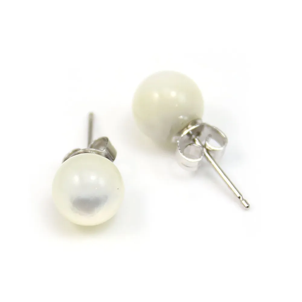 Boucle d'oreille en argent 925 et perles de nacre de 8mm x 2pcs