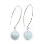Boucle d'oreille argent 925 aigue marine ronde 12mm x 2pcs 