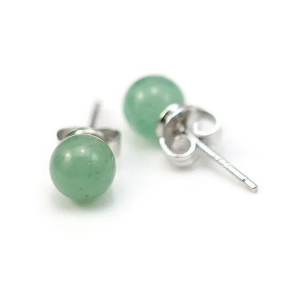 Boucle d'oreille aventurine 6mm x 2pcs