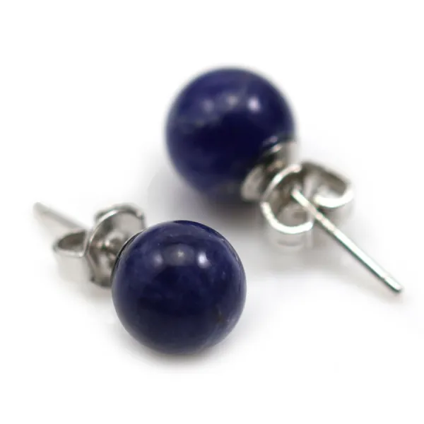 Boucle d'oreille sodalite 8mm , en argent 925 x 2pcs