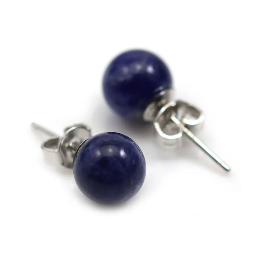 Boucle d'oreille sodalite 8mm , en argent 925 x 2pcs