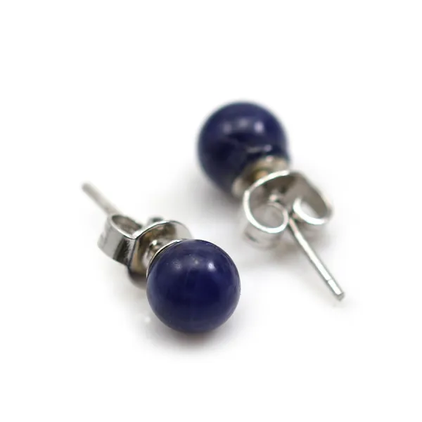 Boucle d'oreille argent 925 labradorite 6mm  x 2pcs