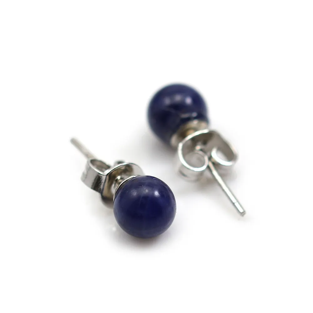Boucle d'oreille argent 925 labradorite 6mm  x 2pcs