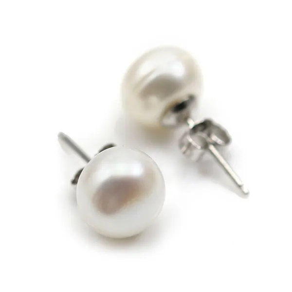 Boucles d'oreilles argent 925 perle d'eau douce 9-10MM  x 2pcs