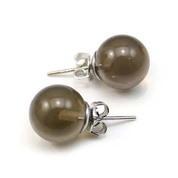 Boucles d'oreilles quartz fumé 10mm x 2pcs