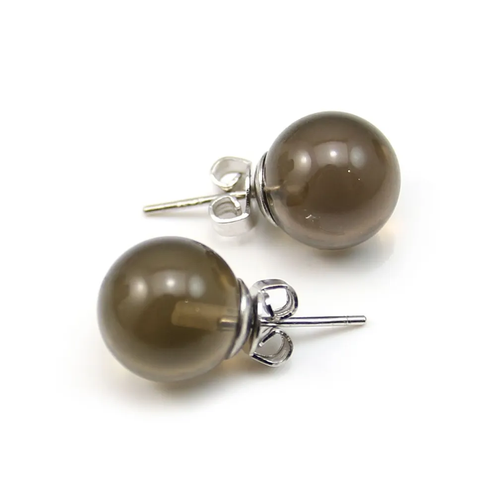 Boucle d'oreille quartz fumé 10mm x 2pcs