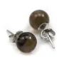 Boucle d'oreille quartz fumé 8mm, en argent 925 x 2pcs