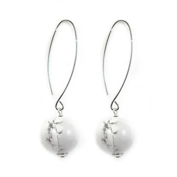 Boucle d'oreille argent 925 howlite 12mm x 2pcs 