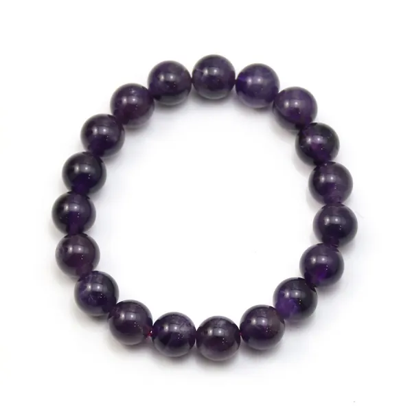 Bracelet Amethyst Round Ball 10 MM