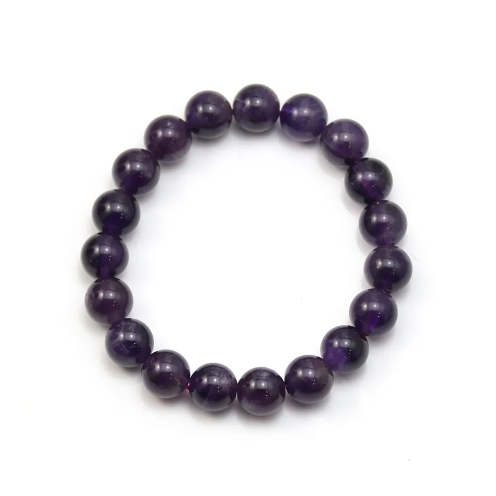 Bracelet Amethyste Boule Ronde 10 MM