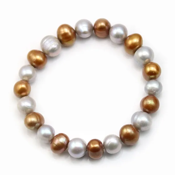 Bracelet 3 Rangs Perle D'eau Douce Gris