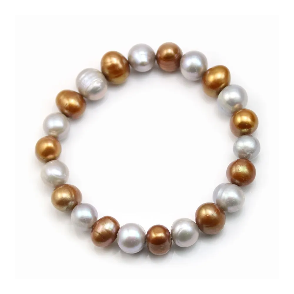 Bracelet 3 Rangs Perle D'eau Douce Gris