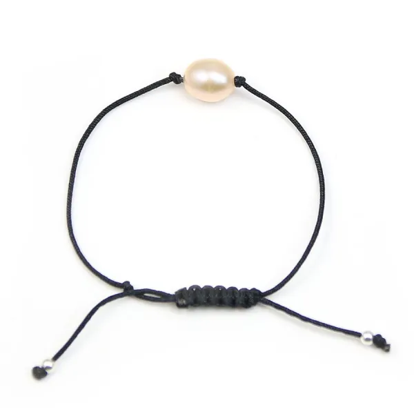 Bracelet cordon perle d'eau douce saumon x 1pc