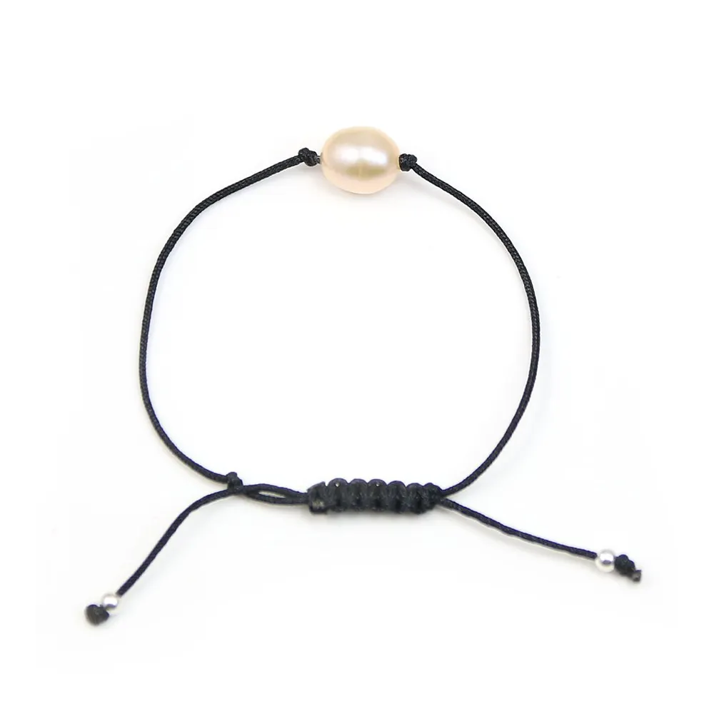 Bracelet cordon perle d'eau douce saumon x 1pc