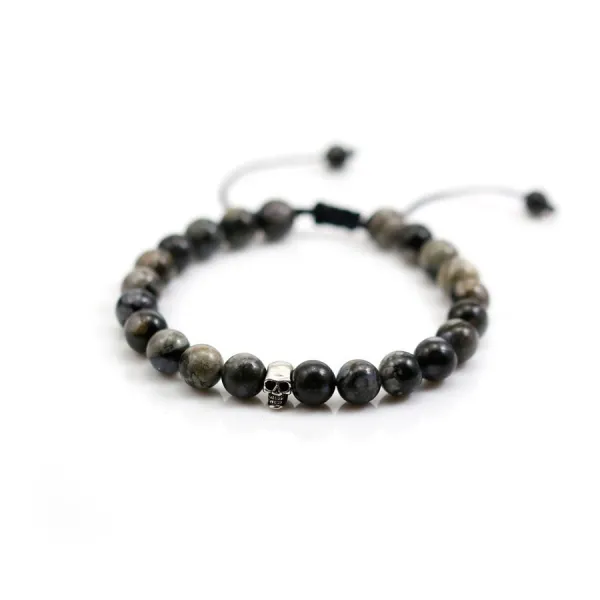 Bracelet en opale grise, de forme ronde, 8-8.5mm x 1pc