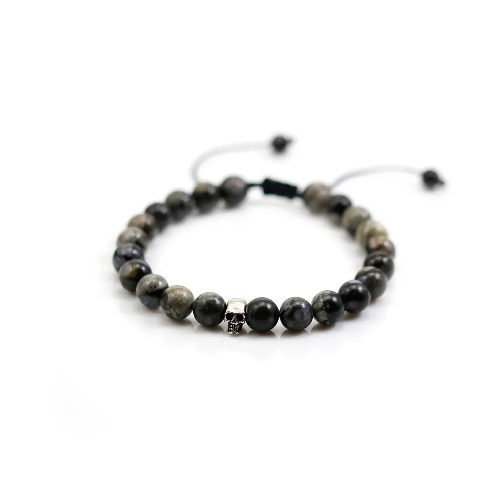 Bracelet en opale grise, de forme ronde, 8-8.5mm x 1pc
