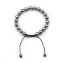 Bracelet en hématite argenté, de forme ronde, mesurant 8mm, finition tressé x 1pc