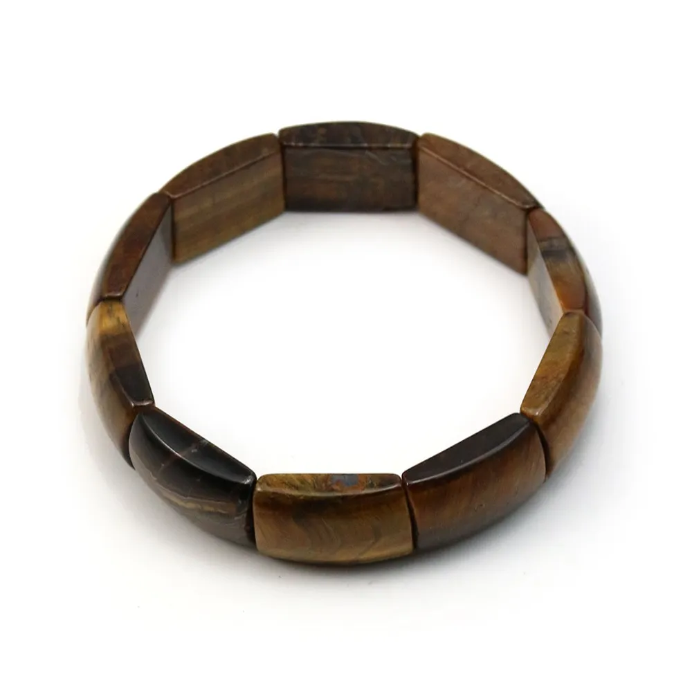 Bracelet en oeil de tigre de forme rectangulaire et plat x 1pc