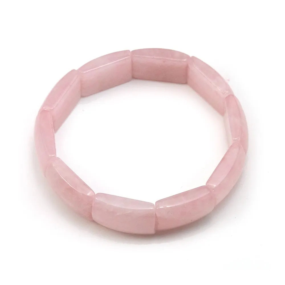 Bracelet denise en quartz rose, avec des pierres plates et rectangulaires x 1pc