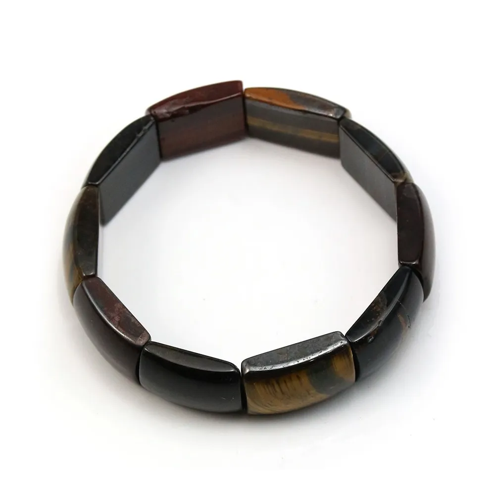 Bracelet en oeil de tigre, oeil de faucon et oeil de taureau, de forme rectangulaire x 1pc