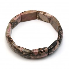 Bracelet in rhodonite, with rectangular and flat stones x 1pc