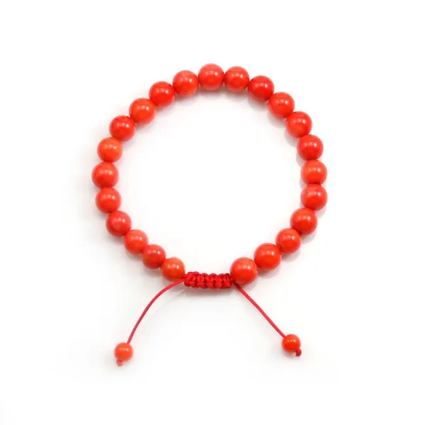 Bracelet Bamboo de mer teinte ORANGE boule rond 8mm 