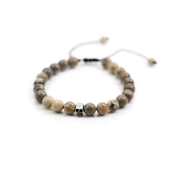 Bracelet en corail fossilisé, de forme ronde, 8-8.5mm x 1pc