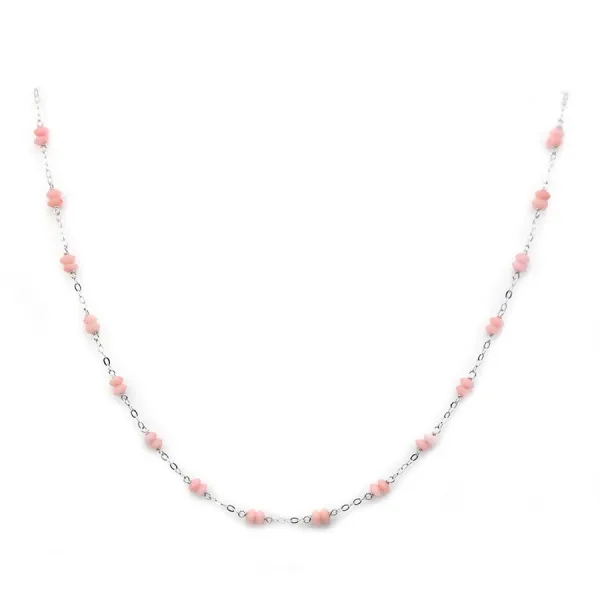 Collier chaine argent 925 bambou de mer rose 4mm x 1pc