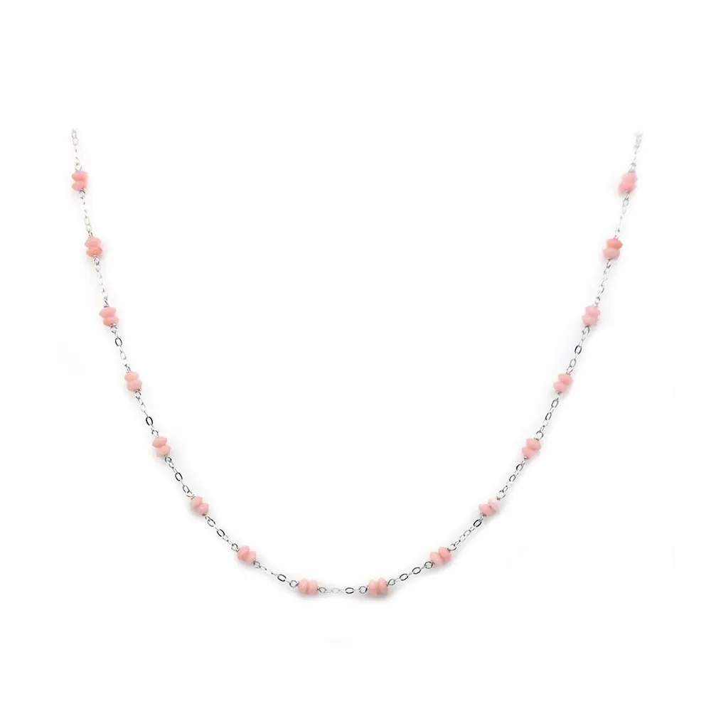 Collier chaine argent 925 bambou de mer rose 4mm x 1pc