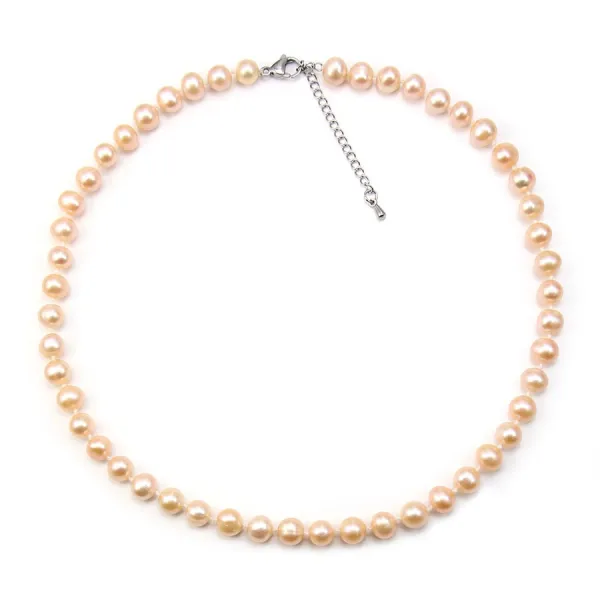 Collier Perle D'eau Douce Saumon