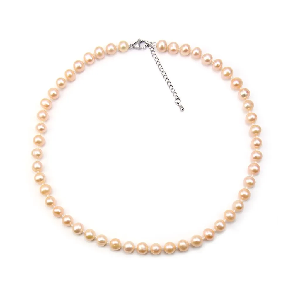 Collier Perle D'eau Douce Saumon