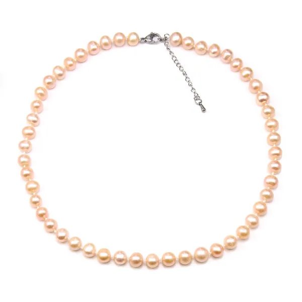 Collier simple Perle D'eau Douce saumon 8-9mm