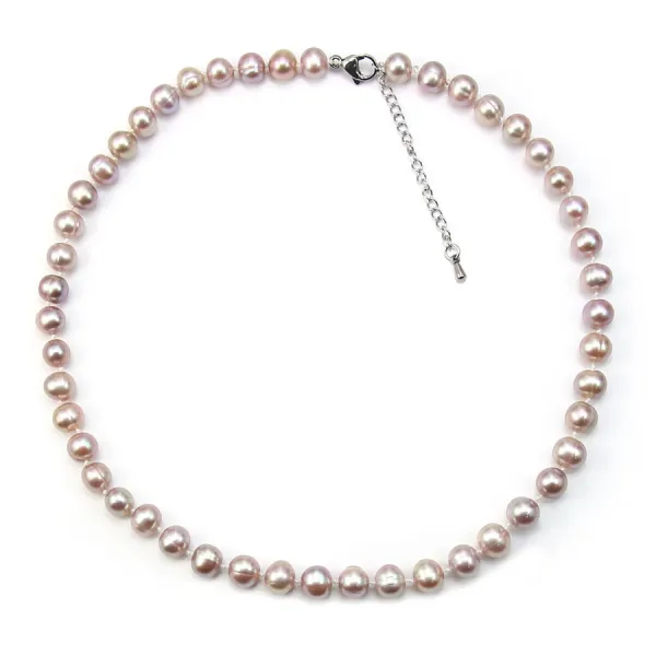 Collier simple Perle D'eau Douce mauve 8-9mm