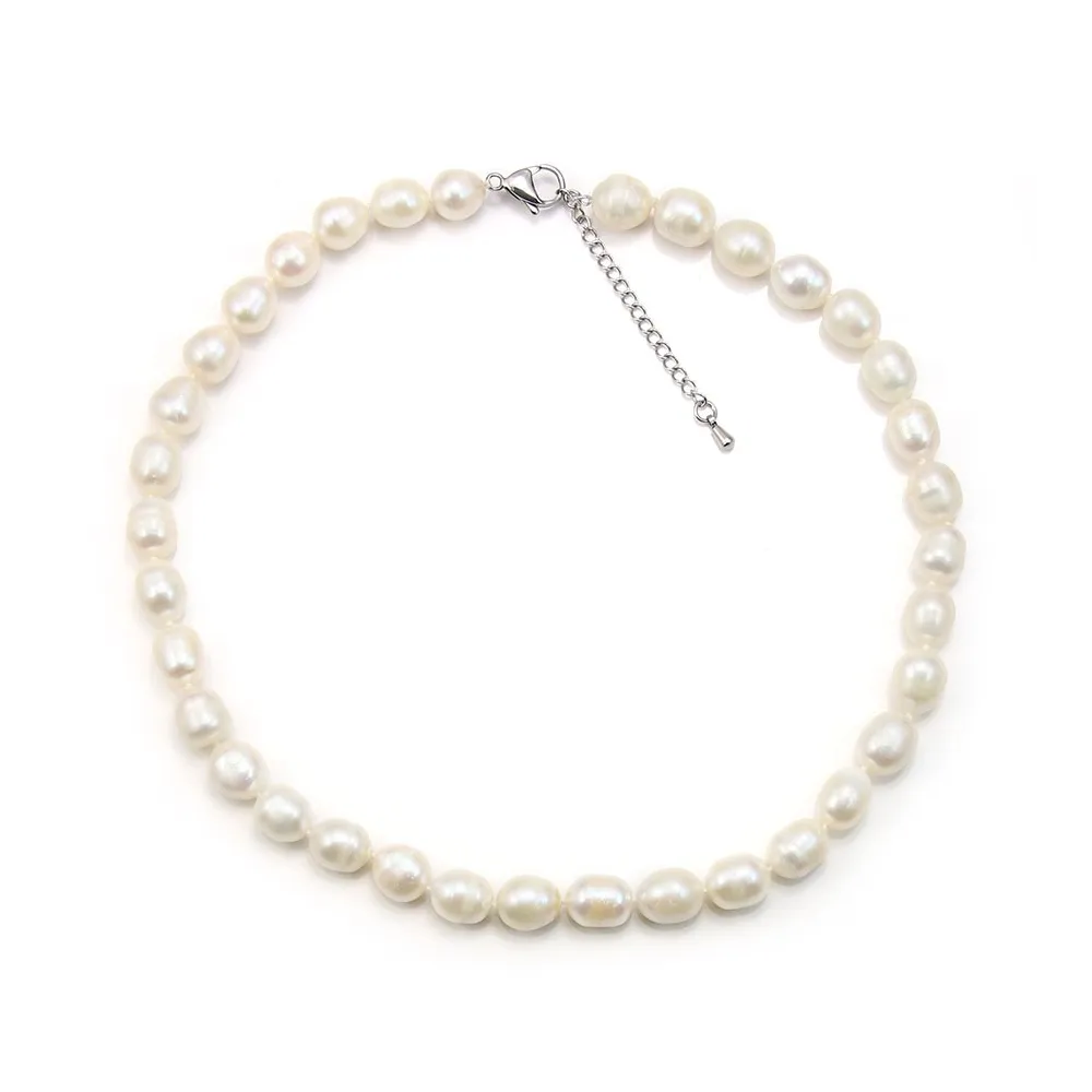 Collier Perle D'eau Douce Blanc 9-10mm