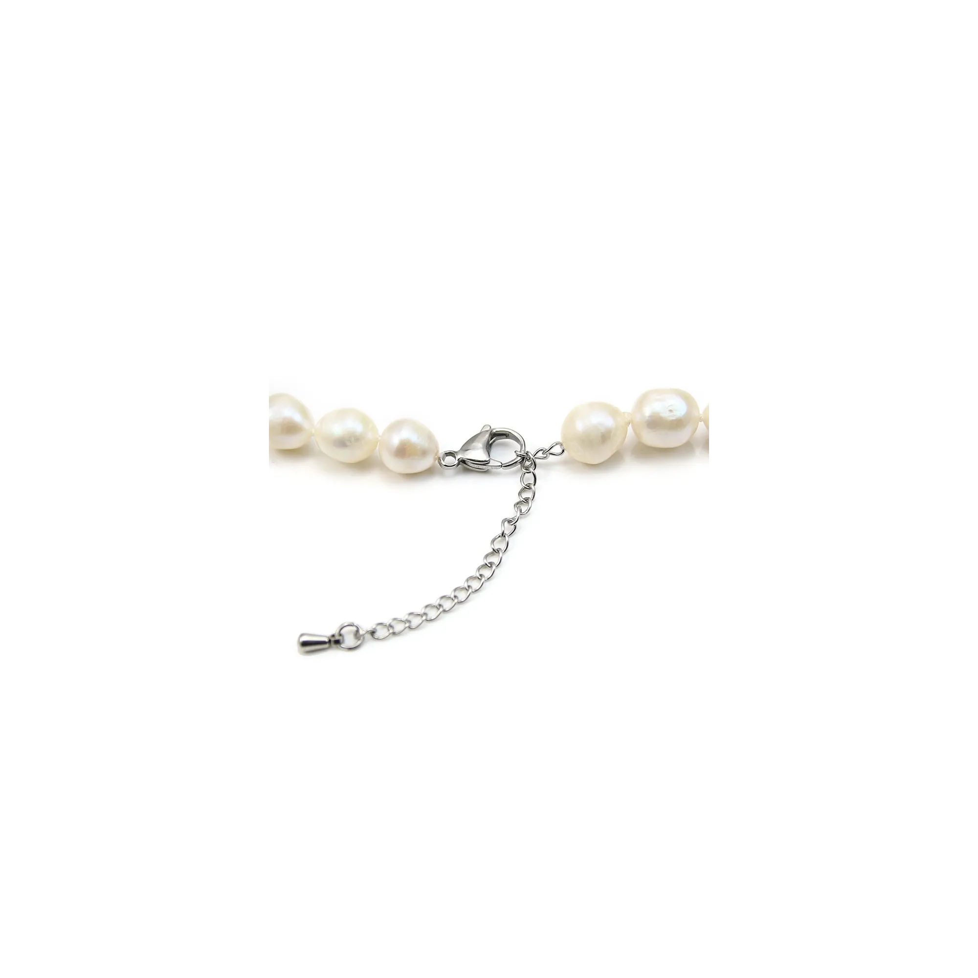 Collana Di Perle D'acqua Dolce Naturali Bianche 8-9 Mm - Lunghezza 18 Pollici, Chiusura A Pallina, Filo Intero