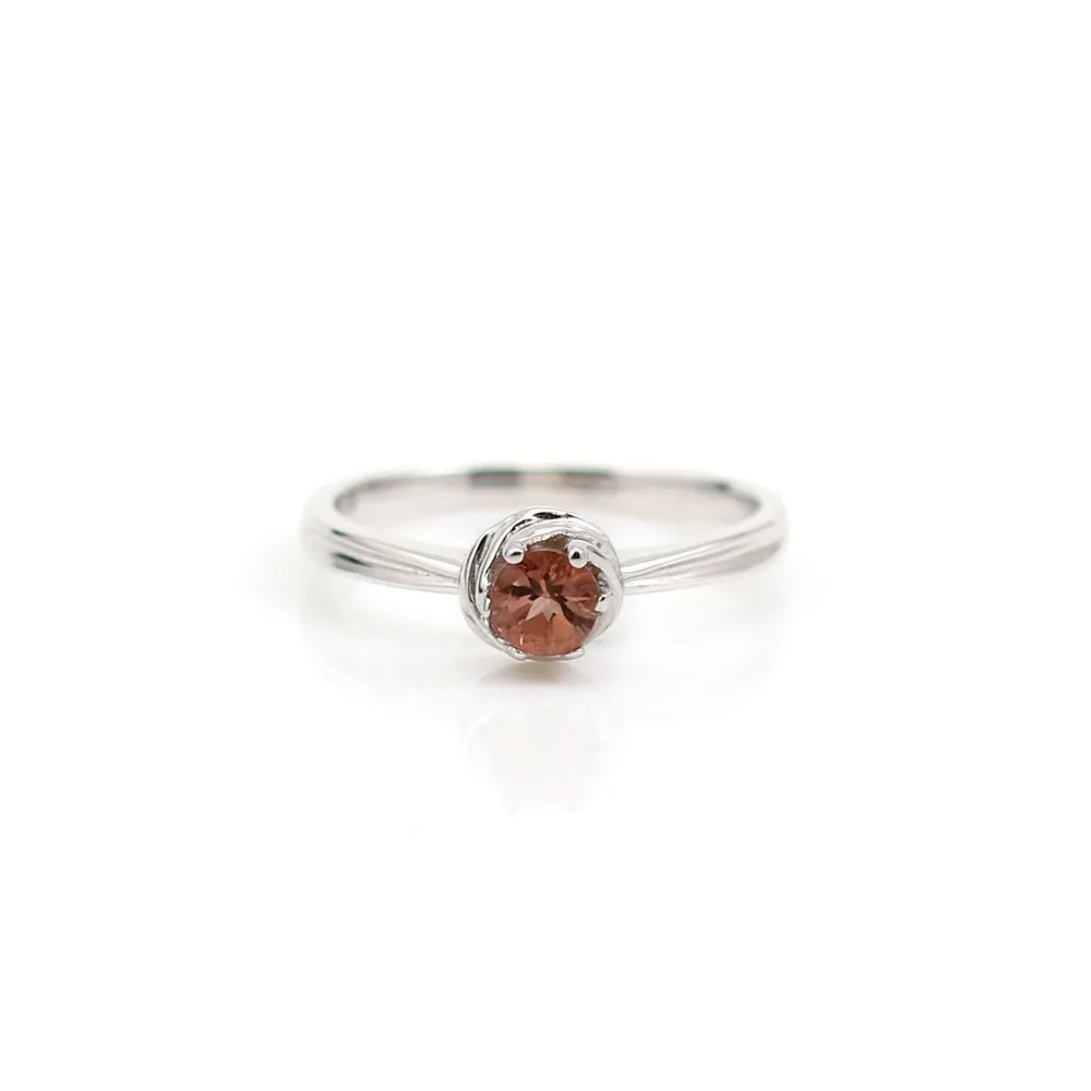Bague tourmaline rose & zirconium en argent 925 rhodié x 1pc