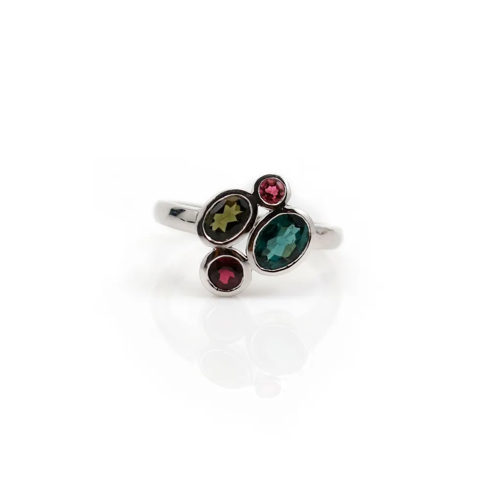 Bague tourmaline en argent 925 rhodié x 1pc