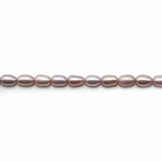 Pinkish oval freshwater pearls on thread 4-5mm x 40cm