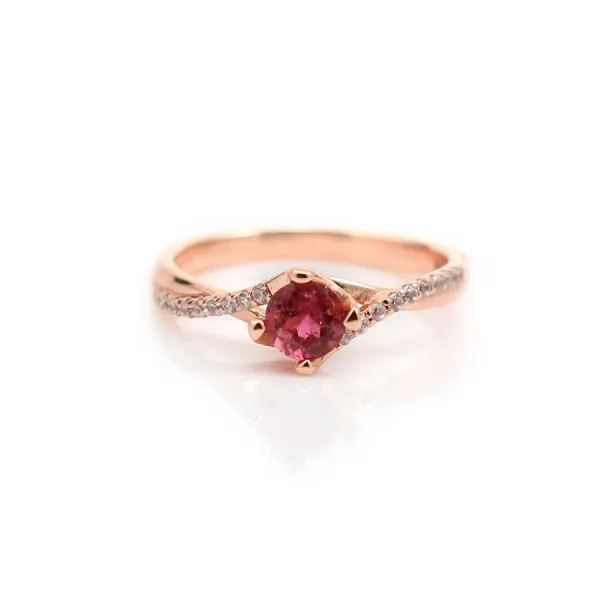 Bague tourmaline rouge en argent 925 rhodié x 1pc